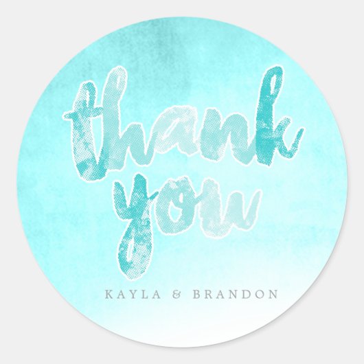 Wasserfarbe - Hochzeitskleber - Aquamarin | ABWEIC Runder Aufkleber (Vorderseite)