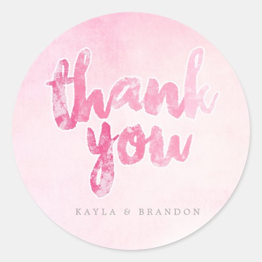 Wasserfarbe - Hochzeitskleber - Rosa | ABWEICHUNGE Runder Aufkleber (Vorderseite)