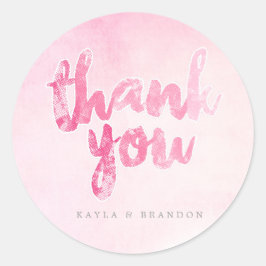 Wasserfarbe - Hochzeitskleber - Rosa | ABWEICHUNGE Runder Aufkleber