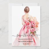 Wasserfarbe Hochzeitskleid Save the Date (Vorderseite)