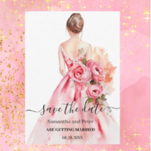 Wasserfarbe Hochzeitskleid Save the Date
