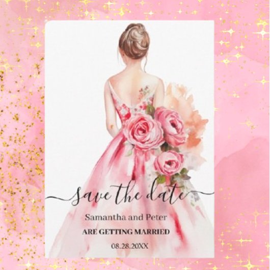 Wasserfarbe Hochzeitskleid Save the Date