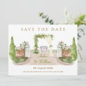 Wasserfarbe Hochzeitslandschaft Kunst Save The Date (Stehend Vorderseite)