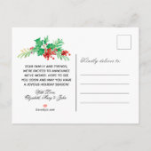 Wasserfarbe Holly Berries Happy Holidays Moving Ankündigungspostkarte (Rückseite)