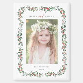 Wasserfarbe Holly Berry Rahmen Merry & Bright Foto Magnet (Vorderseite)