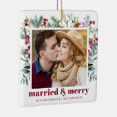 Wasserfarbe Holly Berry Verheiratetes und fröhlich Keramikornament (Rechts)