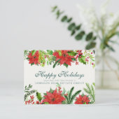 Wasserfarbe Holly & Poinsettia | Feierliche Grüße Postkarte (Stehend Vorderseite)