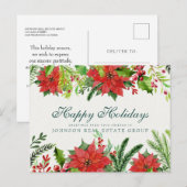 Wasserfarbe Holly & Poinsettia | Feierliche Grüße Postkarte (Vorne/Hinten)