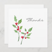 Wasserfarbe Holly Sprigs Dankeskarte (Vorne/Hinten)