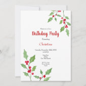 Wasserfarbe Holly Sprigs Einladung (Vorderseite)