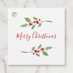 Wasserfarbe Holly Sprigs Geschenkanhänger