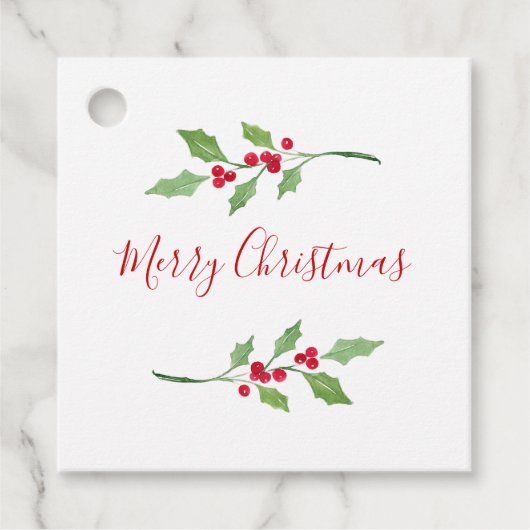 Wasserfarbe Holly Sprigs Geschenkanhänger (Vorderseite)