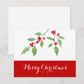 Wasserfarbe Holly Sprigs Mitteilungskarte (Vorne/Hinten)