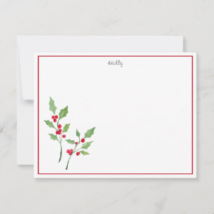 Wasserfarbe Holly Sprigs Mitteilungskarte