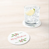 Wasserfarbe Holly Sprigs Runder Pappuntersetzer (Vor Ort)