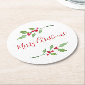 Wasserfarbe Holly Sprigs Runder Pappuntersetzer (Angewinkelt)