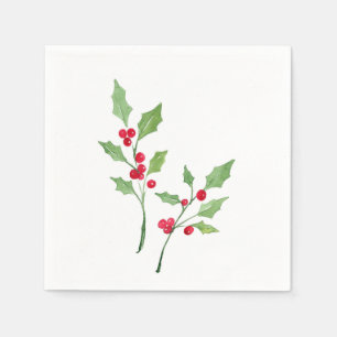 Wasserfarbe Holly Sprigs Serviette