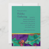 Wasserfarbe Holries Lila grüner Roter Urlaub Einladung (Rückseite)