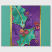 Wasserfarbe Holries Lila grüner Roter Urlaub Geschenkpapier (Flach)