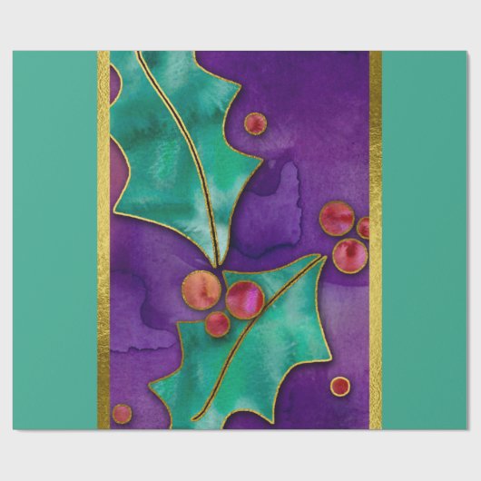 Wasserfarbe Holries Lila grüner Roter Urlaub Geschenkpapier (Flach)