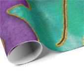 Wasserfarbe Holries Lila grüner Roter Urlaub Geschenkpapier (Rolleneckpunkt)