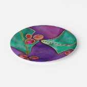 Wasserfarbe Holries Lila grüner Roter Urlaub Pappteller (Schrägansicht)