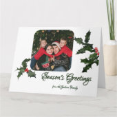 Wasserfarbe Holy mit Berries Foto Weihnachten Karte (Vorderseite)
