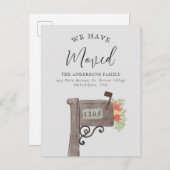 Wasserfarbe Holz Postfach Neue Zuhause Moving Grau Ankündigungspostkarte (Vorne/Hinten)