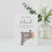 Wasserfarbe Holz Postfach Neue Zuhause Moving Grau Ankündigungspostkarte (Stehend Vorderseite)