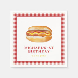 Wasserfarbe Hot Dog Geburtstagsparty Napkins - Kin Serviette