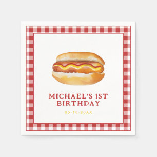 Wasserfarbe Hot Dog Geburtstagsparty Napkins - Kin Serviette