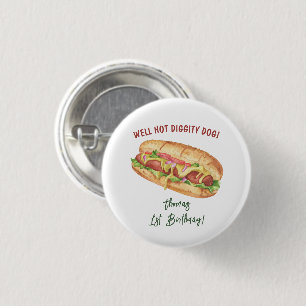 Wasserfarbe Hot Dog Kindergeburtstag Button