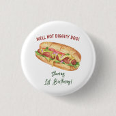 Wasserfarbe Hot Dog Kindergeburtstag Button (Vorderseite)