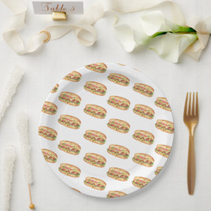 Wasserfarbe Hot Dog Kindergeburtstag Pappteller