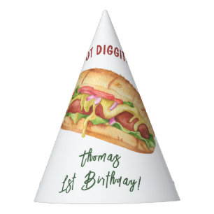 Wasserfarbe Hot Dog Kindergeburtstag Partyhütchen