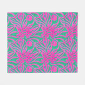 Wasserfarbe Hot Pink Aqua Übergröße Damaskus Inspi Fleecedecke (Vorderseite (Horizontal))