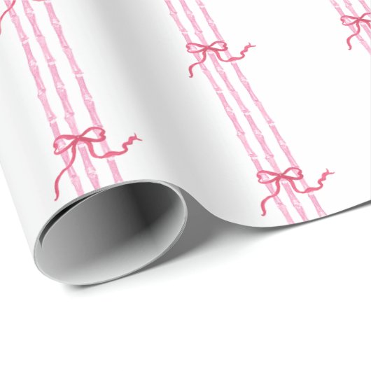 Wasserfarbe Hot Pink Bows & Bamboo Geschenkpapier (Rolleneckpunkt)
