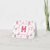 Wasserfarbe Hot Pink Mahjong Cocktails Dankeskarte (Vorderseite)