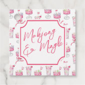 Wasserfarbe Hot Pink Mahjong Cocktails Geschenkanhänger (Vorderseite)