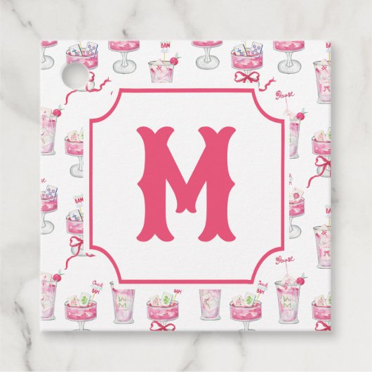 Wasserfarbe Hot Pink Mahjong Cocktails Geschenkanhänger (Vorderseite)