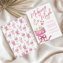 Wasserfarbe Hot Pink Mahjong Cocktails Party