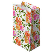 Wasserfarbe Hot Pink Orange Blütenfarben Kleine Geschenktüte (Vorderseite Schrägansicht)