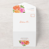 Wasserfarbe Hot Pink Orange Boho Hochzeit All In One Einladung (Außenbereich)