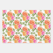 Wasserfarbe Hot Pink Orange Floral Geschenkpapier Set (Vorderseite)