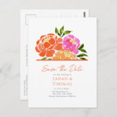 Wasserfarbe Hot Pink Orange Save the Date Postkarte (Vorne/Hinten)