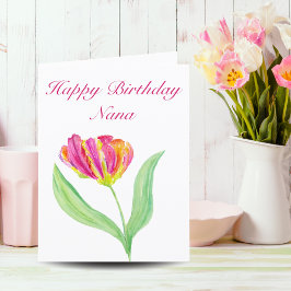 Wasserfarbe Hot Pink Tulip Geburtstag Nana Karte