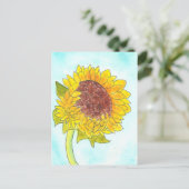 Wasserfarbe Hübsch Gelbe Sonnenblume Postkarte (Stehend Vorderseite)