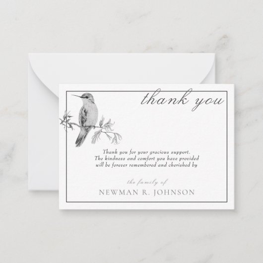 Wasserfarbe Hübsch Hummingbird Memorial Vielen Dan Mitteilungskarte (Vorderseite)