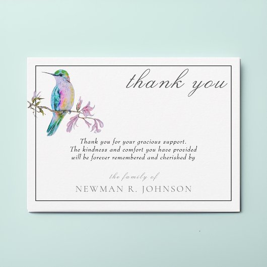 Wasserfarbe Hübsch Hummingbird Memorial Vielen Dan Mitteilungskarte