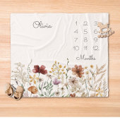 Wasserfarbe Hübsche Wildblume Meilenstein Baby Fleecedecke